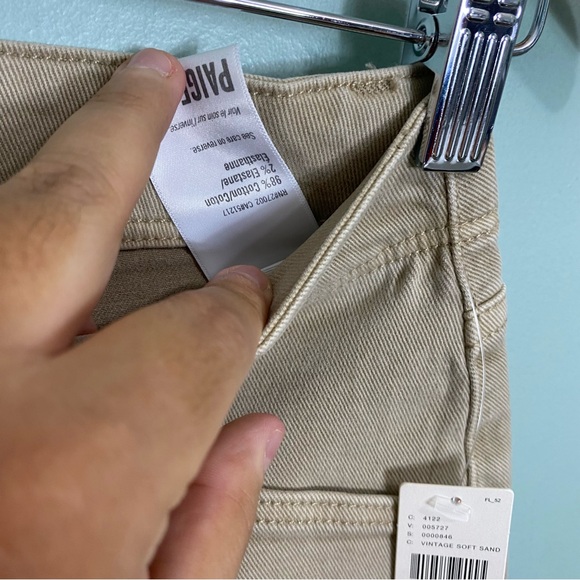 PAIGE Anessa Wide Leg Raw Hem Jeans Vintage‎ Soft Sand Size 27 - Picture 5 of 6